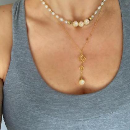 Handmade Set Of Pearls And Crystals Necklace And..