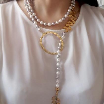 Handmade Shell Pearls Necklace 24 K Gold Plated -..