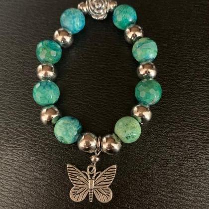 Handmade Natural Stone Butterfly Bracelet