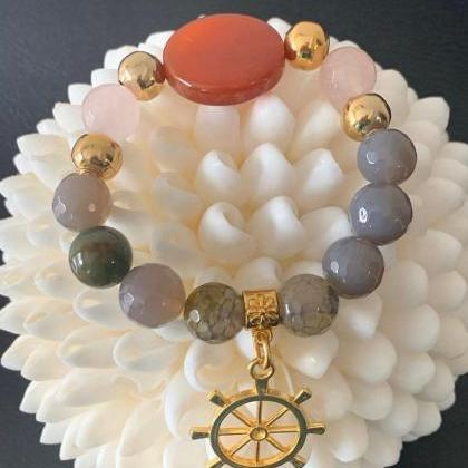 Handmade Natural Stone Bracelet 24k..