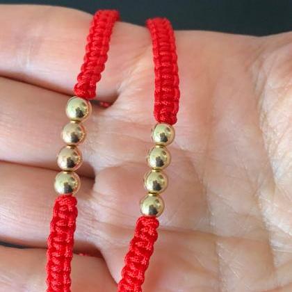 Handmade Red String 24k Gold Laminated Bracelet