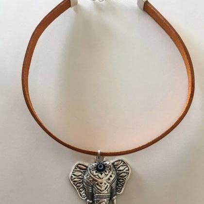 Evil Eye Elephant Choker Necklace