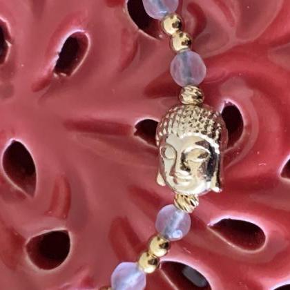 Handmade Rose Quartz Buddha Bracelet 24k Cover..