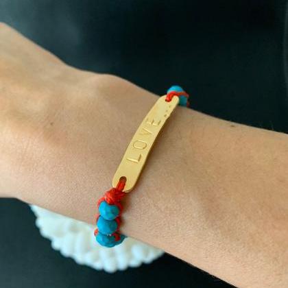 Handmade Love Turquoise Adjustable Bracelet 24k..