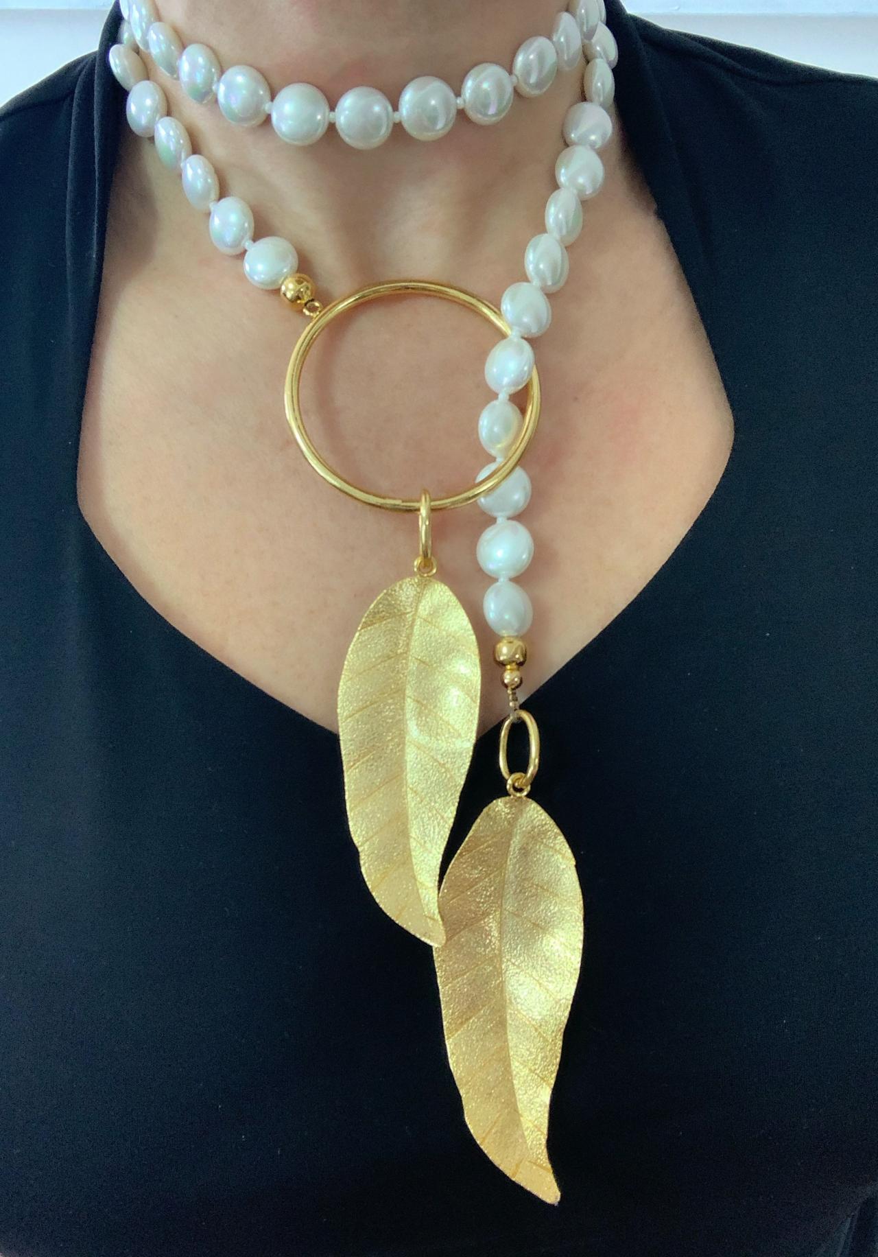 Handmade Shell Pearls Necklace Set In Bronze 24k Gold Plated