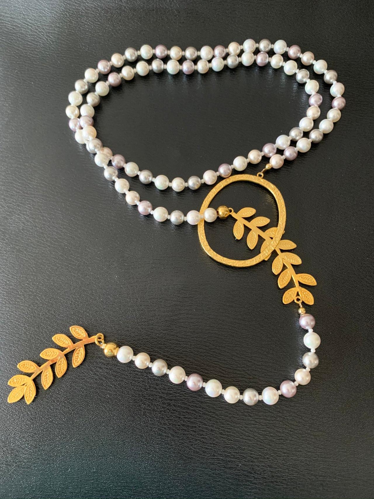 Handmade Shell Pearls Necklace 24 K Gold Plated - Earrings Included