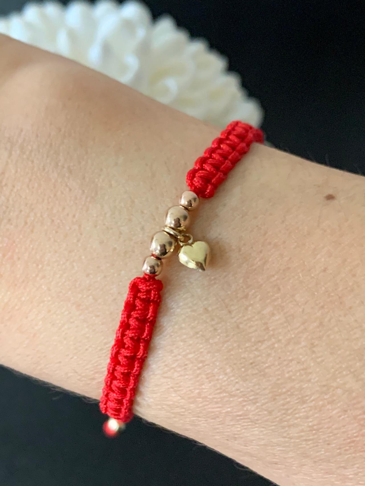 Handmade Red String 24k Laminated Gold Bracelet