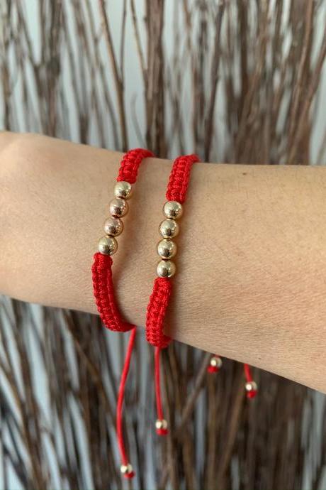 Handmade Red String 24K Gold Laminated Bracelet
