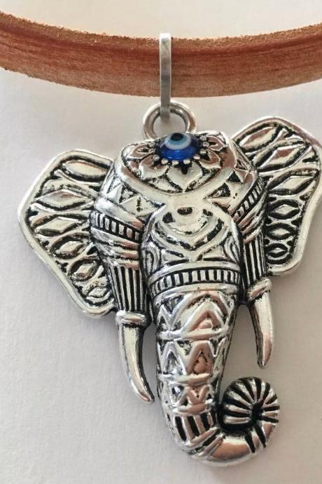 Evil eye elephant choker necklace