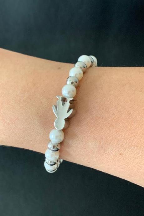 Handmade Stainless Steel and Pearls bracelet