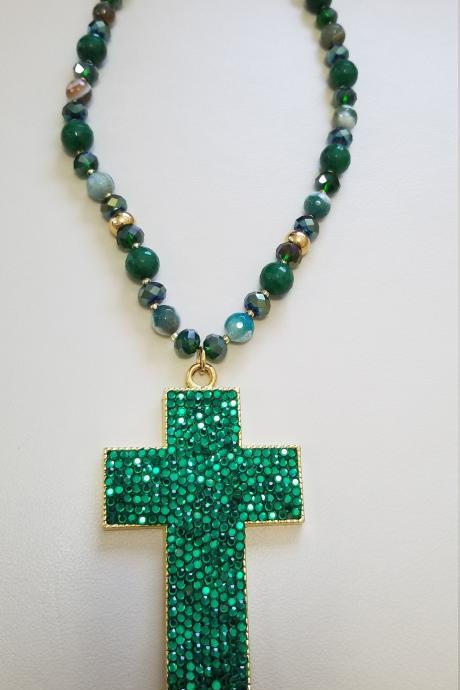 Handmade Swarovski crystal necklace and natural stones